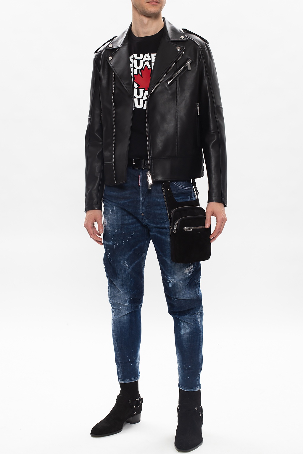 Dsquared2 leather biker jacket best sale